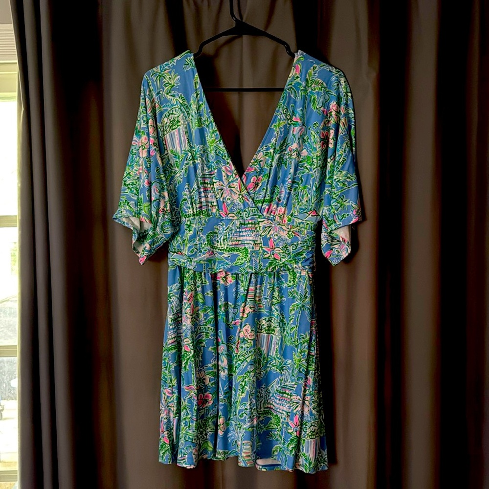 Lilly Pulitzer Tropical Print Dress in Blue and Green